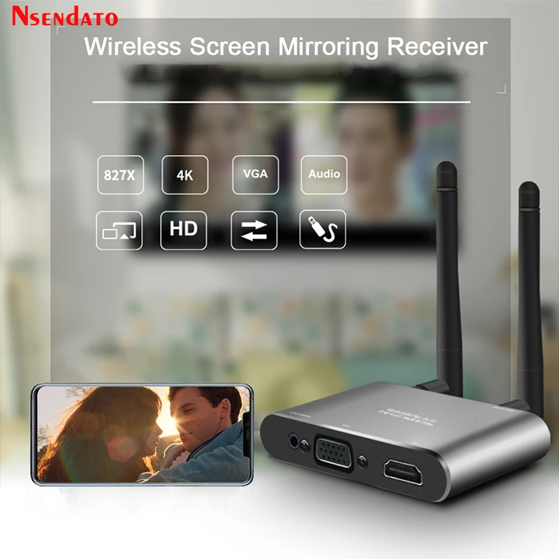 Mirascreen-dispositivo de Exibição sem Fio para tv Espelhamento da Tela Receptor de tv Miracast Airplay Dlna Wi-fi 4k 1080p hd Vga av - Image 3