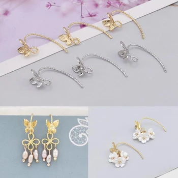

10pcs/lot Copper plated 18k gold approved flower butterfly Base Earrings Connector Charms 6pcs/lot DIY Earrings Jewelry Maki