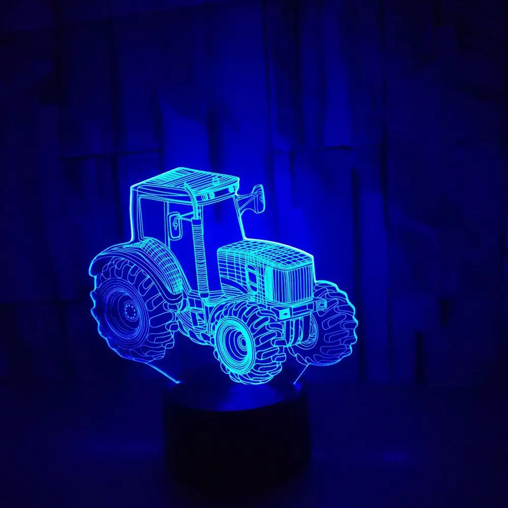 3D LED 야간 조명 트랙터 자동차 테이블 램프, 침실 장식 램프, , 어린이, 생일 선물