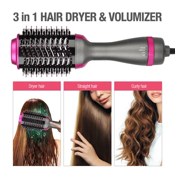 

Multifunctional Hot-Air Comb Curling Brush One Step Hair Dry Negative Ion Straightening Brush Salon Curler Hair Styling Tool