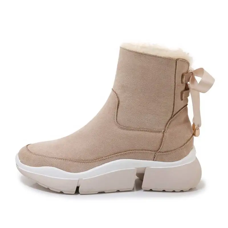 Женские полусапожки ASILETO из натуральной кожи с меховой шерстью круглые замшевые