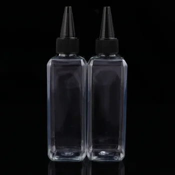 

15pcs 100ml Square Hair Dye Bottles Clear Plastic Hair Coloring Bottle Storage Bottle Pointed Mouth Container (with Black Mouth)