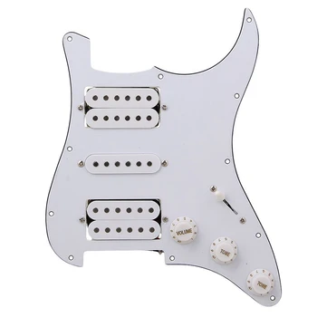 

Electric Guitar Loaded Prewired HSH Pickguard 3Ply Scratch Plate for SQ ST Humbuckers Guitar White