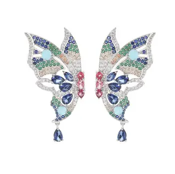 

Colorful Zircon Big Butterfly Earrings Super fairy cool style personality versatile Tassel Pendant Earrings Z31