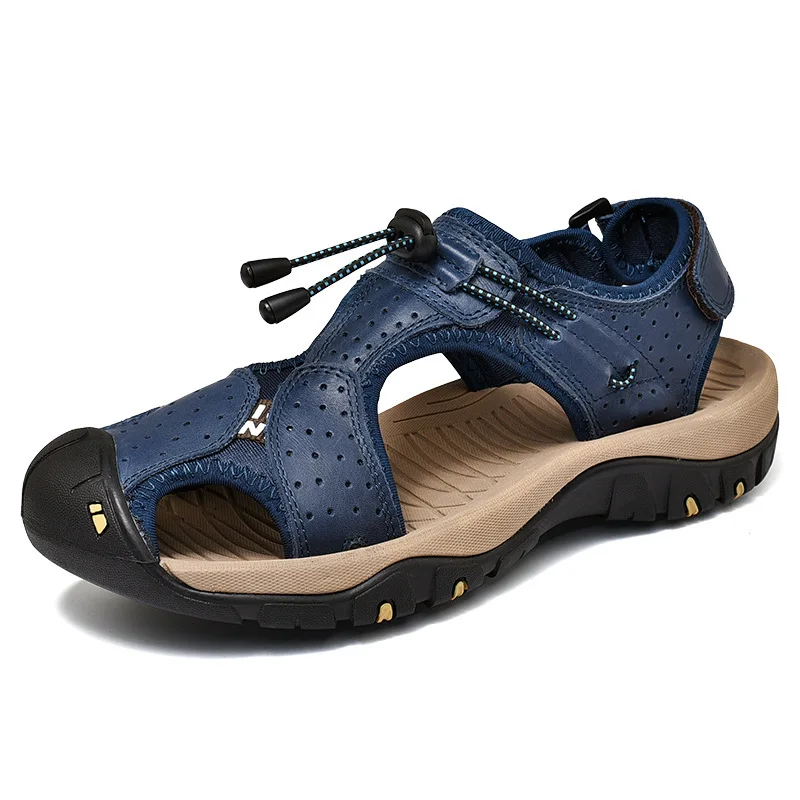 

Men Leather Sandals Men's Closed-toe Breathable Sandals Men's Outdoor Full-grain Leather MEN'S SHOES Genuine Leather