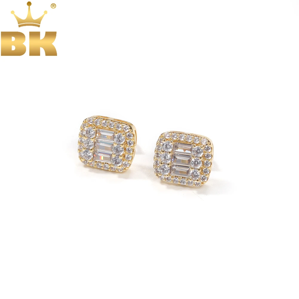 

THE BLING KING Square Zircon Earring Paved Baguettecz Cubic Zirconia Brass Earring Fashion Hiphop Jewelry Gift Women