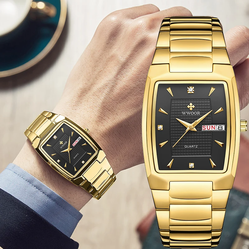 2021 WWOOR Men's Watch Top Brand Luxury Black Wrist watch Fashion Sports Chronograph steel Quartz Men Watches Relogio Masculino