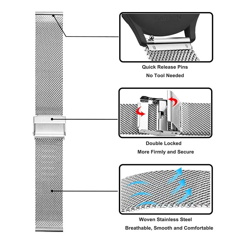 Smart Watch Band Milanese Stainless Steel For Huawei GT3 42mm/46mm GT GT2 42mm Bracelet 20/22mm Replacement Strap smart watch watch strap metal watchband smart bracelet strap