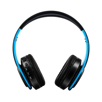 

Headset Bluetooth Headset Foldable Trendy Sports Card FM Wireless Headset black+blue