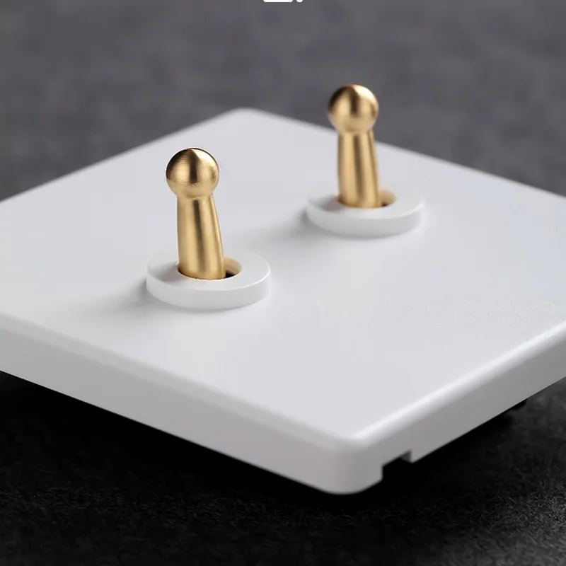 Description Picture 5 of itemWall Light 1-3 Gang 2 Way Toggle Switch Brass Lever White Matte Panel For Living Room