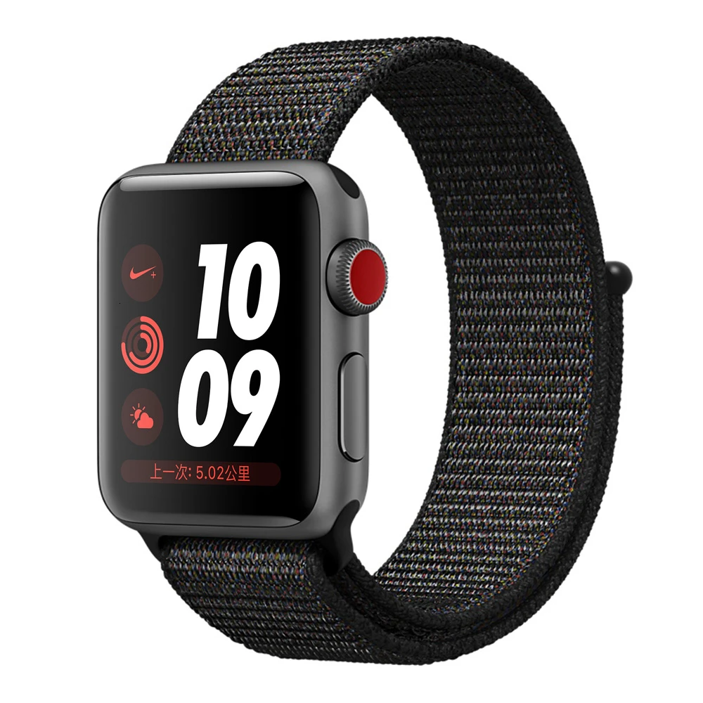 Black Нейлоновый ремешок для Apple Watch band series 5 iwatch 44 мм ремешок 38 мм 44 мм 40 мм iwatch sreies 4 3 2 pulseira браслет ремешок для часов - Цвет ремешка: Black