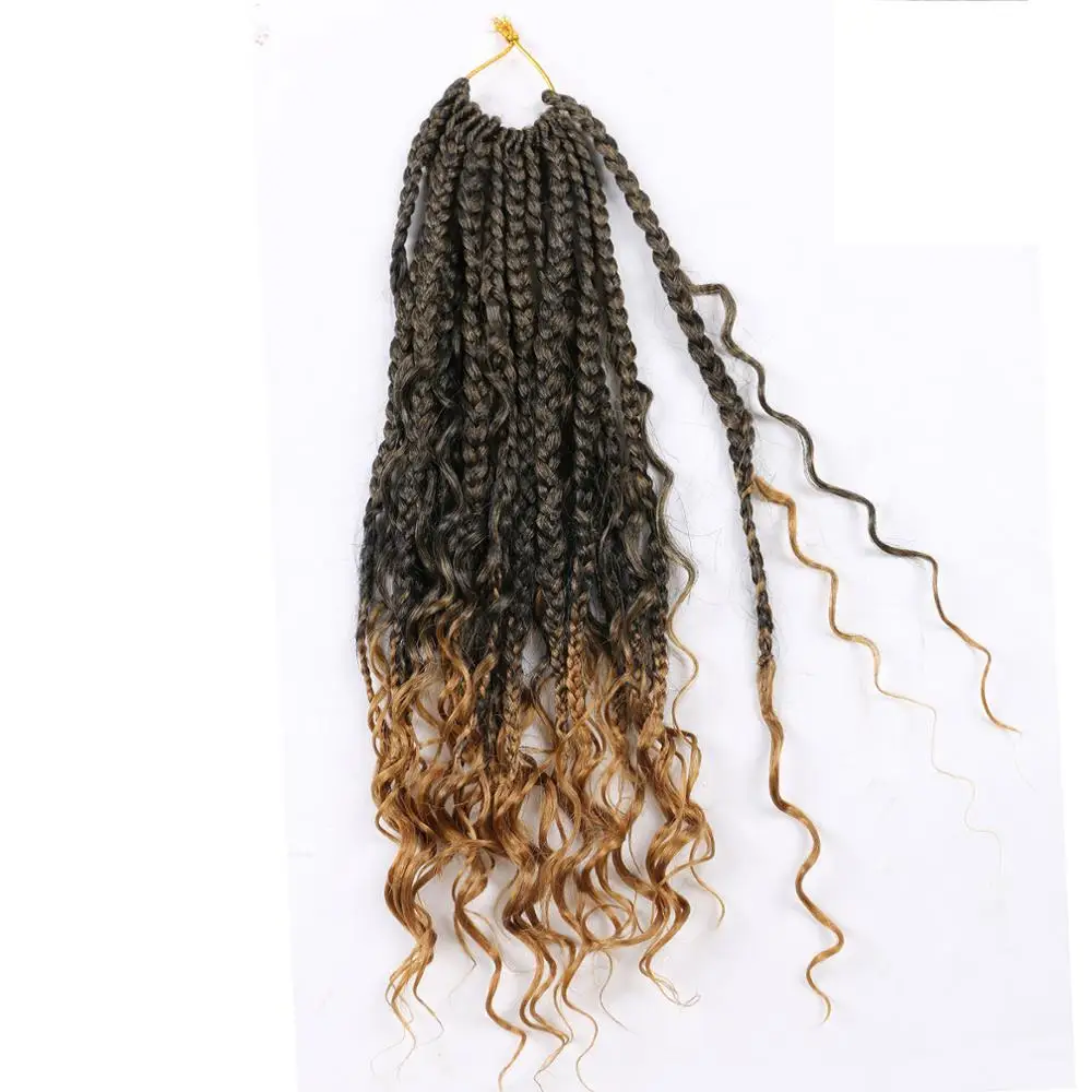 Crochet Box Braids Curly Ends 14 Inch Bohemian Box Braids Crochet Hair for Black Women 3X Braid Hair Extensions