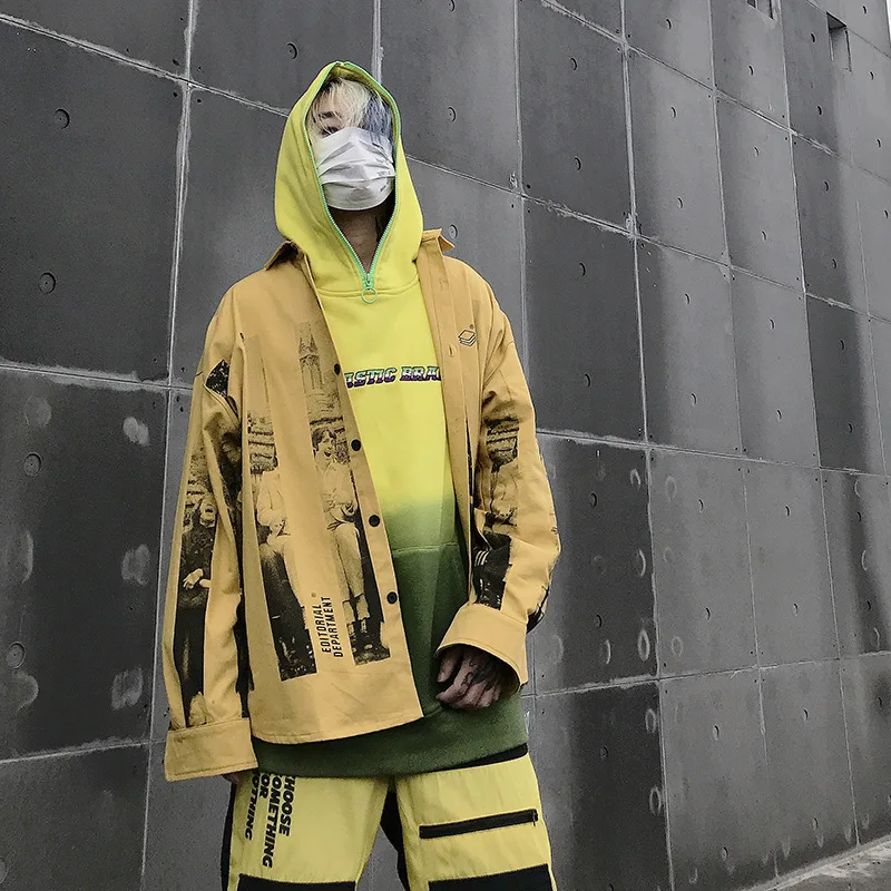 Мужская рубашка с длинными рукавами и принтом рок певец High Street 2019 осенняя мужская