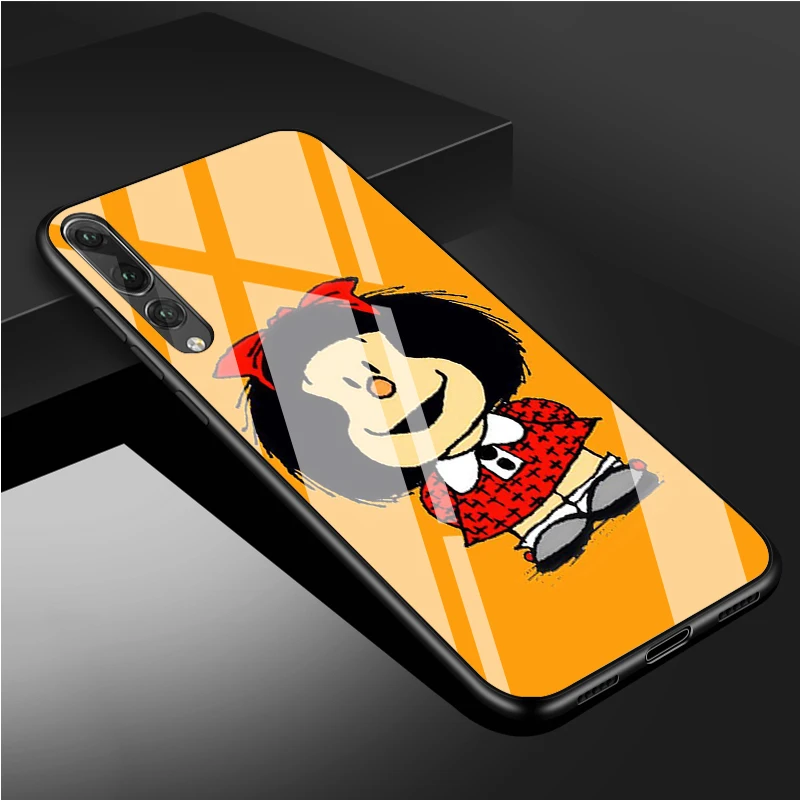 cute huawei phone cases Mafalda Tempered Glass Phone Case For Huawei P20 P30 P40 P40 Lite Pro Psmart Mate 20 30 Cover Shell huawei snorkeling case