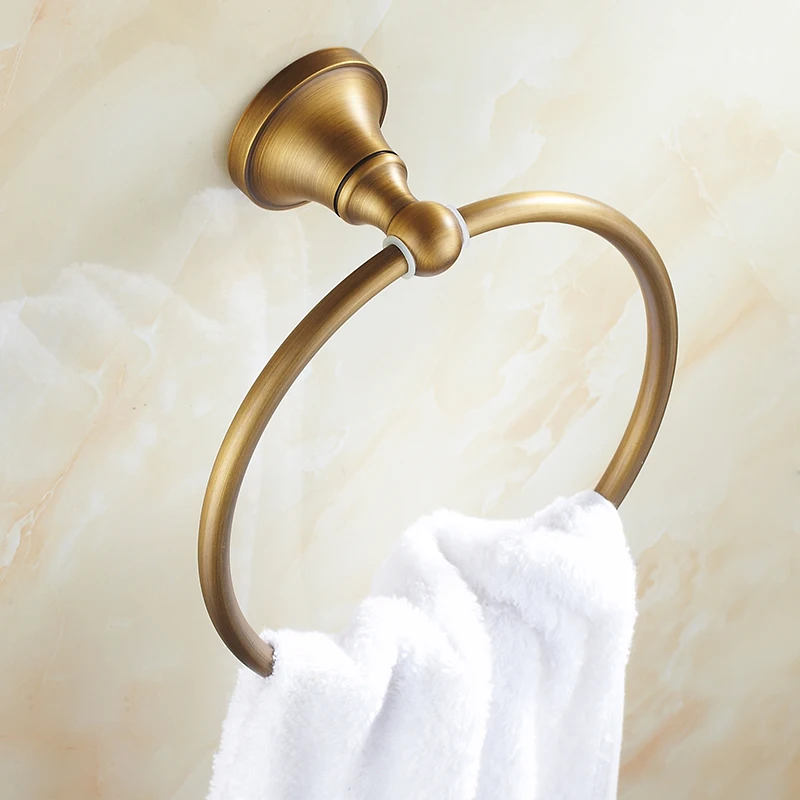Ретро латунный настенный круглый, бронза под старину полотенце кольцо для ванной полотенца Держатель полотенец для ванной комнаты Аксессуары BD912