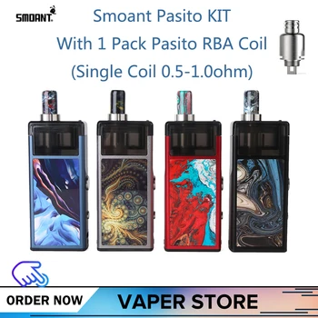 

Original Smoant Pasito Pod Vape Kit With One RBA Coil 1100mAh Battery 2ml/3ml Capacity Pod System Vape E-cigarette Vaporizer