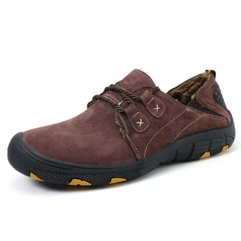 

Genuine Leather men shoes 2019 Fashion casual shoes men flats soft Loafers outdoor sneakers men winter with fur footwear 38-48