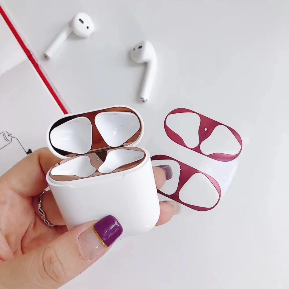 Из 2 предметов для AirPods 1/2 /AirPods Стикеры ультра тонкая металлическая Пылезащитная