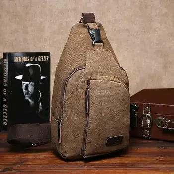 

casual style Men's Small Canvas Sling Messenger Shoulder Bag Chest Pack Sports Sling Bag