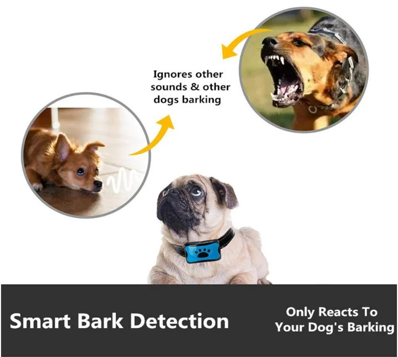 Dog Bark Воротник Анти Кора Воротник Нет Кора Ошейники Нет Shock Stop Barking для малых средних больших собак, 7 Затемнение
