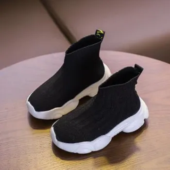 

Children's socks, shoes, knitted elastic girl's sports shoes spring style spring and autumn new boy's leisure high-top shoes