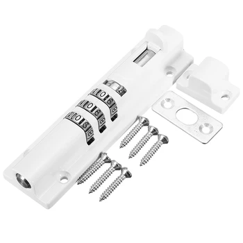 

New Horizontal Horizontal Door Bolt Lock Sliding Combination Code Can Be Reset for Gate Garage Cabinet White