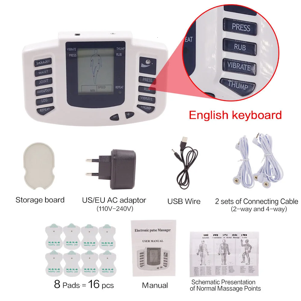 Массажер Русская версия электронный массаж для тела для мышечного массажер для похудения живота стимулятор Tens машина для терапии акупунктурой