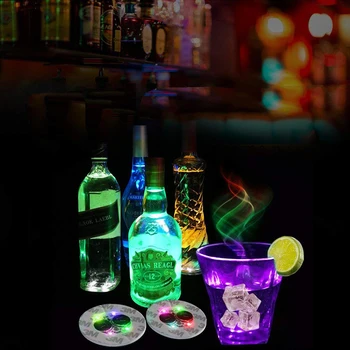 

10Pcs Light Up Coasters LED Bottle Lights Glorifier LED Sticker Coaster Discs for Christmas Party Wedding Club Bar Decoration
