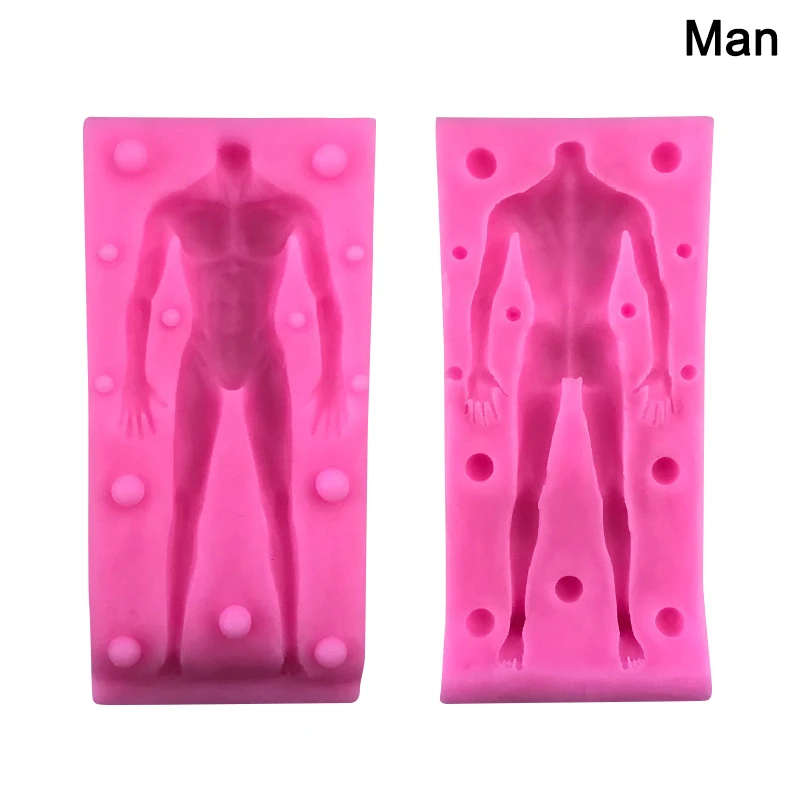 man Кукла тела силиконовая форма 3D помадка ручной работы DIY набор для выпечки с шоколадом Глина Плесень инструмент E2S - Цвет: man