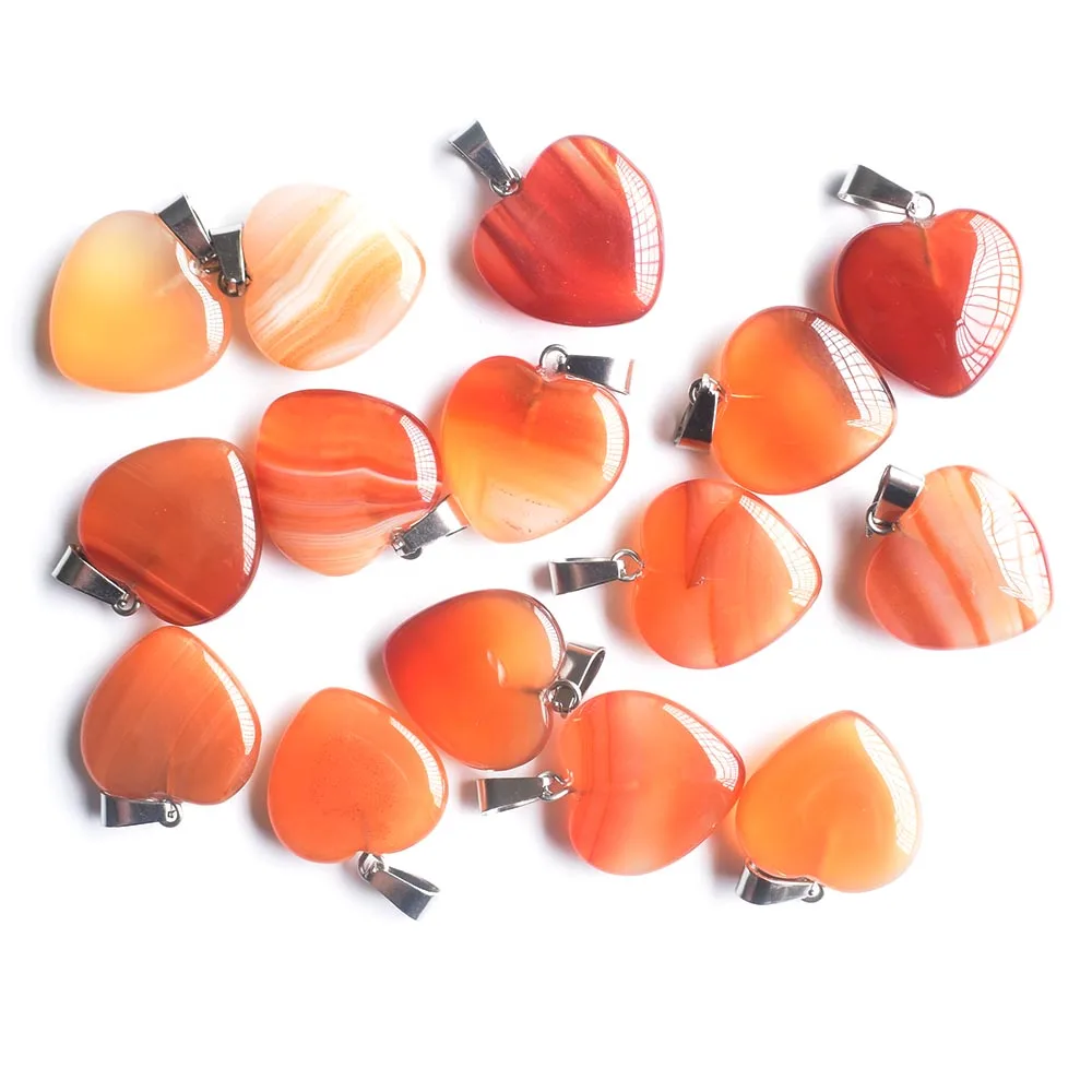 2020 Moda Vendita Calda Naturale Rosso Onice Pietra Cuore Pendenti Fascino Misura Collane Gioielli Che Fanno 20Mm 50 Pz/Lotto All'Ingrosso Libero