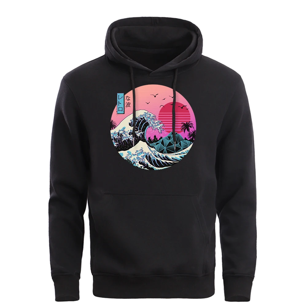 Vaporwave Hoodies Men The Great Retro Wave Japan Anime Aesthetic Sweatshirt Men'S Softwear Hoody 2019 Winter Fleece Pollover