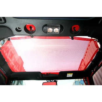 

Car Sun Visor Sunshade Mesh UV Protection For Jeep Wrangler JK Soft Roof Top 2007-17 Top Cover Red Parts