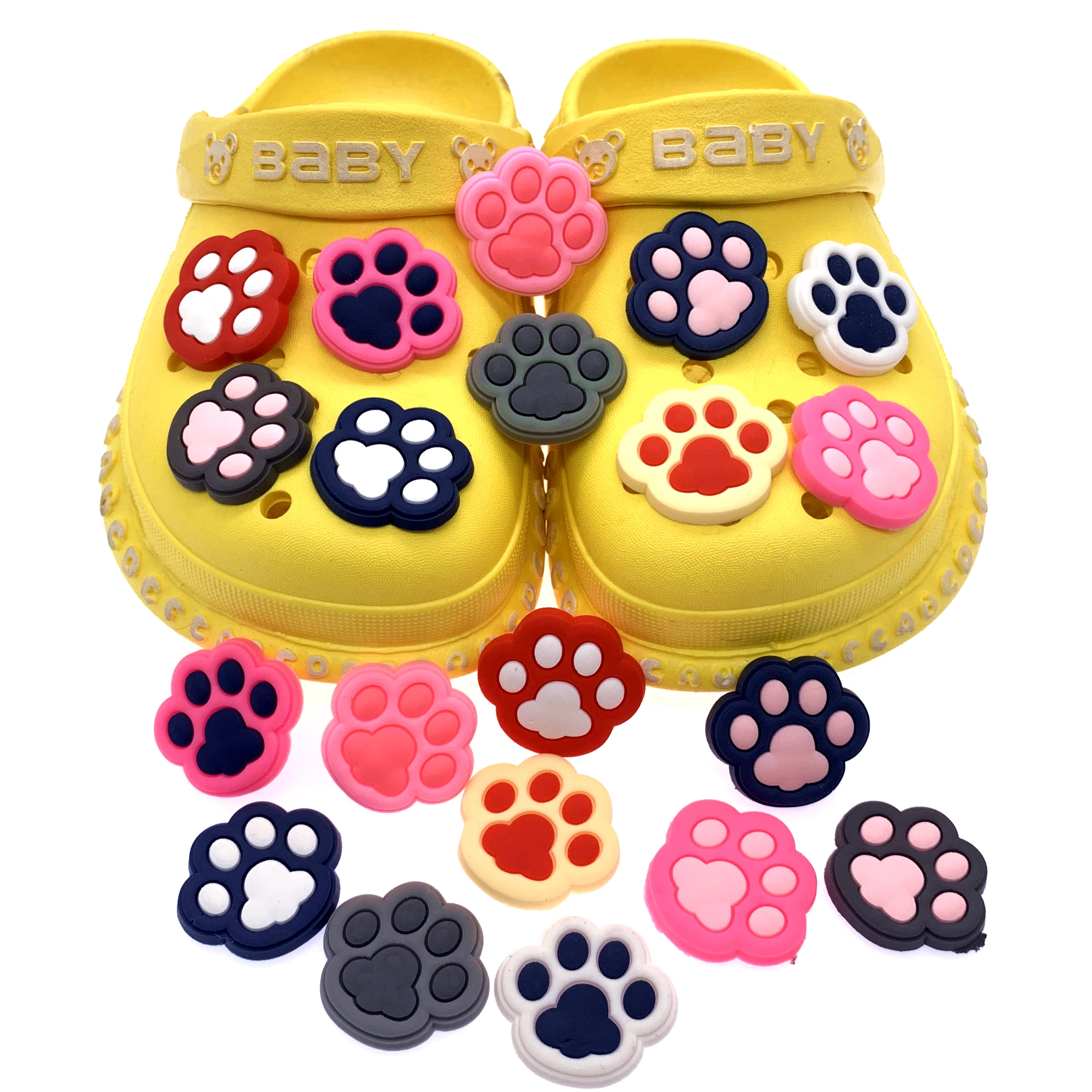 1pcs Cartoon Croc Animal Dog Paw Print Icon Shoes Charms Hole Slipper