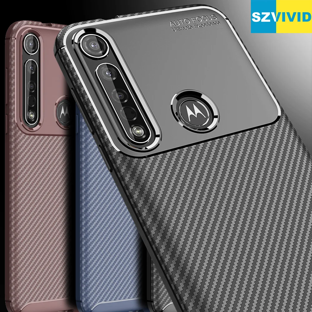 Силиконовый защитный чехол из углеродного волокна для Motorola Moto G8 Plus Play One