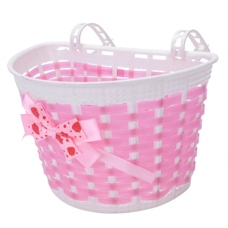 2 Pcs Children Bicycle Basket: 1 Pcs Blue Bike Flowery Front Basket Bicycle Cycle Shopping Stabilizers& 1 Pcs Pink Children Bic