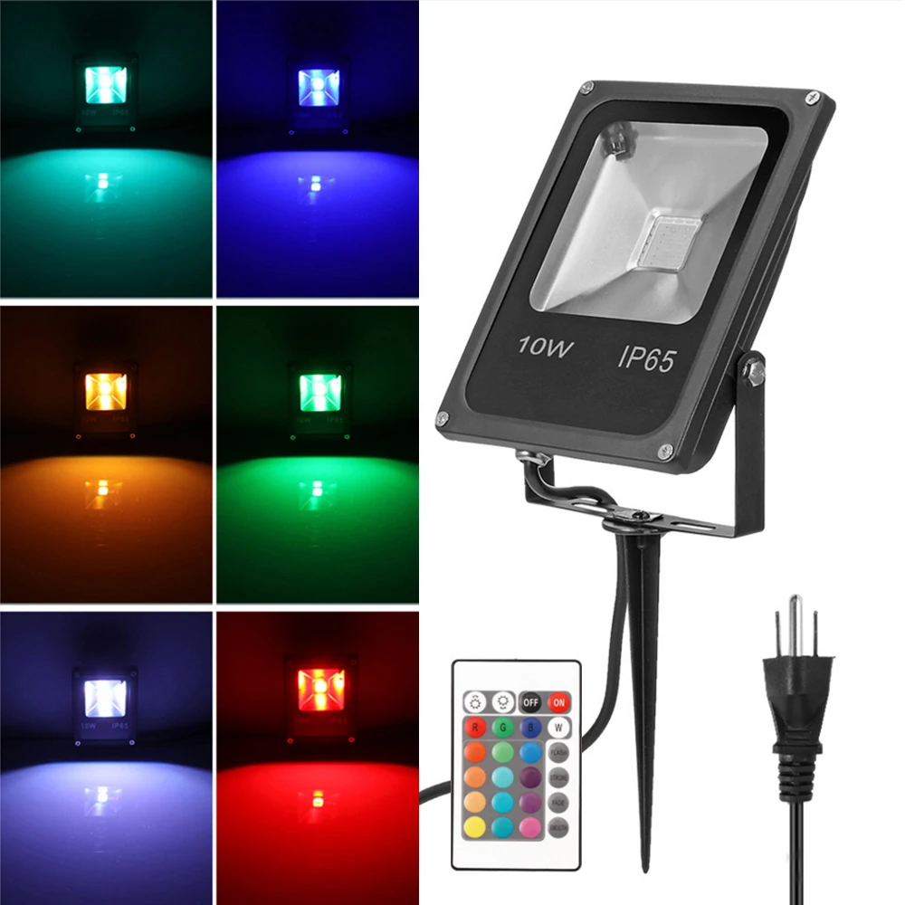 10W RGB LED Flood Light Color Changing Spotlight Outdoor Lamp Remote Control UK 