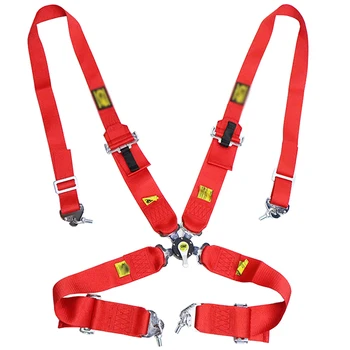 

Racing OM* Belt Safety Shoulder Strap Universal Car Seat Belt Harness With Cam lock 4 Point Snap-On 3" Wide Adjustable Harness