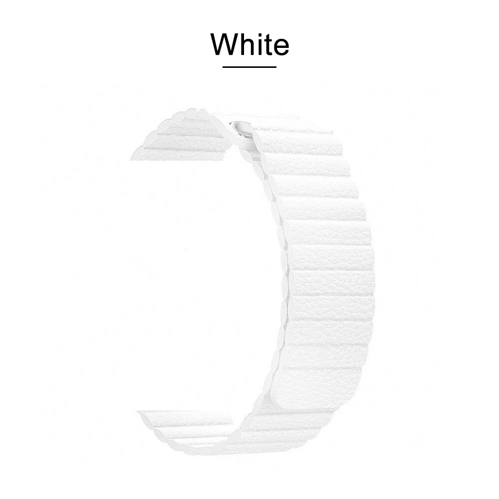 Кожаный ремешок-петля для Apple Watch, ремешок 44 мм, 40 мм, 42 мм, 38 мм, магнитный браслет-петля для iwatch 5, 4, 3, аксессуары - Цвет ремешка: White