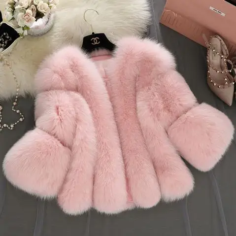 Manteau femme hiver женская зимняя шуба из искусственного лисьего меха из искусственного меха норки лоскутное короткое пальто теплая тонкая женская Куртка парка WR748
