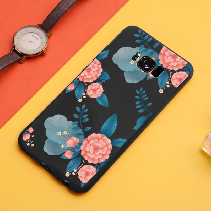 Цветочный чехол для Samsung Galaxy S8, силиконовый 3D рельефный бампер для Galaxy A6 A7 A8 A30 A50 S9 S10 Plus Note 8 9