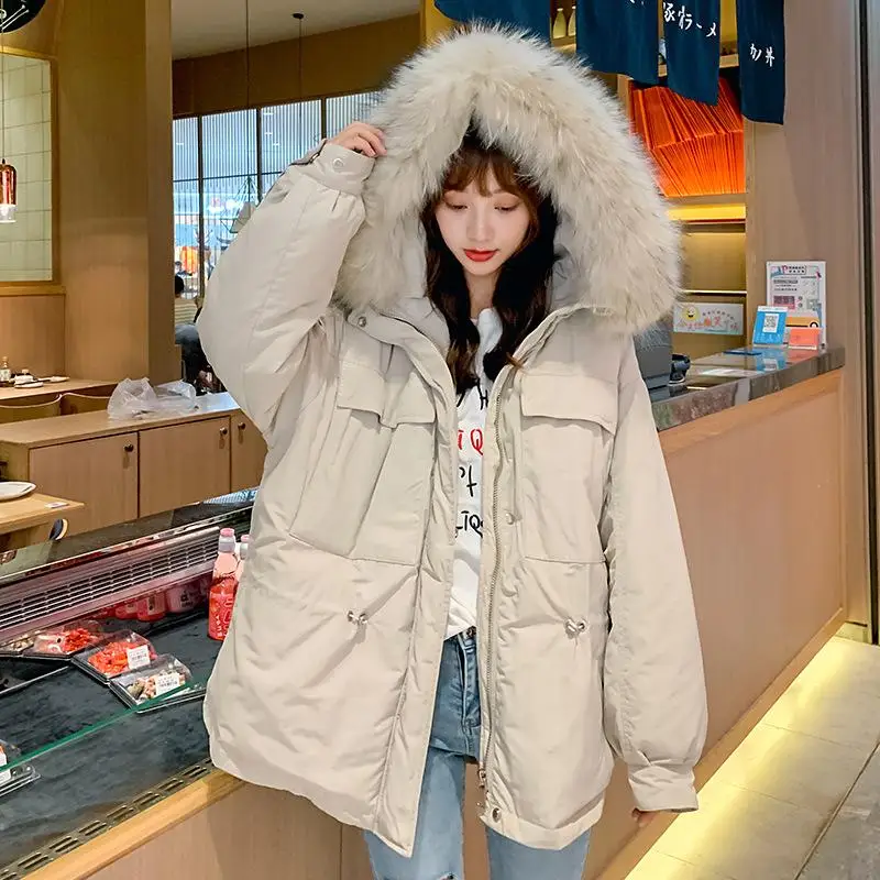 #*Cheap 2019 New Fashion Loose Women Winter Jacket Cotton Padded Warm Thicken Big Fur Collar Ladies Short Coats Parka Womens Jackets