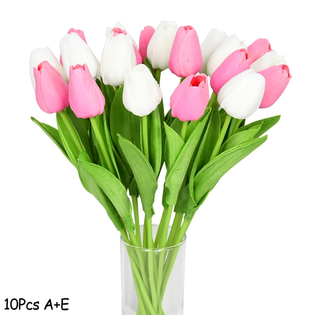 10PCS Tulip Artificial Flower Real Touch Artificial Bouquet Fake Flower for Wedding Decoration Flowers Home Garen Decor Mix2