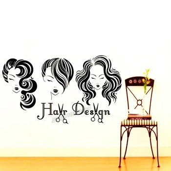

Beauty Salon Wall Decals Hair Design Vinyl Sticker Haircut Salon Scissor Comb Beauty Wall Sticker Barber Shop Window Decor C394