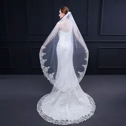 Elegantv1.5  Meter White Ivory  Wedding Veils Lace Edge Bridal Veil with Comb Wedding Accessories Bride Veu Wedding Veil