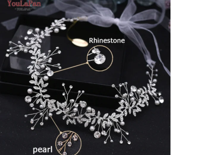 TOPQUEEN HP233 Wedding Hair Ornaments for Women Tiaras Bridal Rhinestone Headband Alloy Leaves Wedding Headpieces Headwear