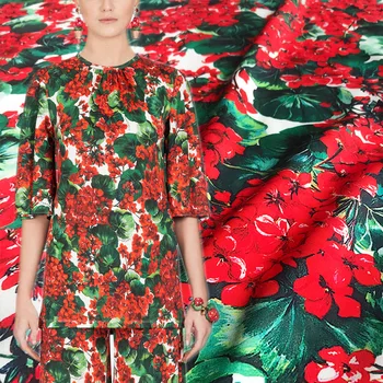 

148cm wide print stretch satin fabric brand printed twill fabric meter shirt dress handmade DIY fabric wholesale cloth
