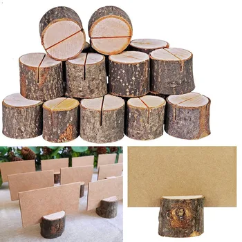 

10Pcs Wood Place Card Holders With Table Place Cards Table Name Card Holder Memo Note For Party Wedding Office