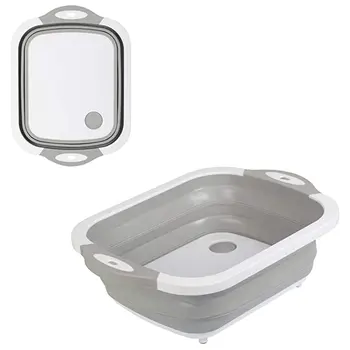 

Multi-functional Folding Cutting Board Draining Vegetable Washing Basin Convenient Sink Plastic Household Ice Bucket