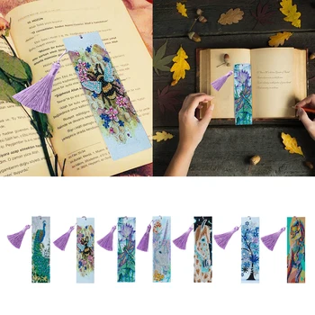 

6 Set 5D Special Shaped Diamond Painting Kit Leather Bookmark Handicrafts Crafts