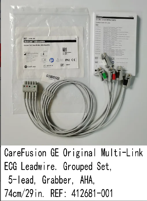 

CareFusion GE Original Multi-Link ECG Leadwire. Grouped Set, 5-lead, Grabber, AHA, 74cm/29in. REF: 412681-001